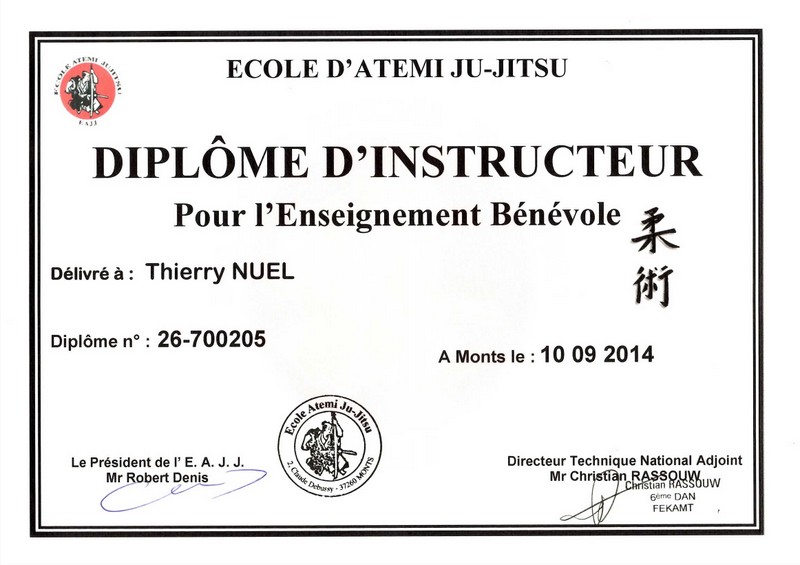 diplôme instructeur TN